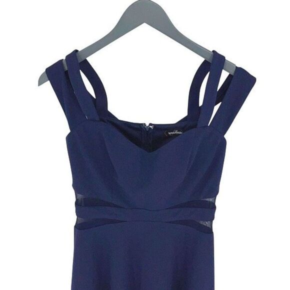 Speechless Womens Cold Shoulder Illusion Contrast Bodycon Dress Midnight Size 7 - Picture 3 of 12